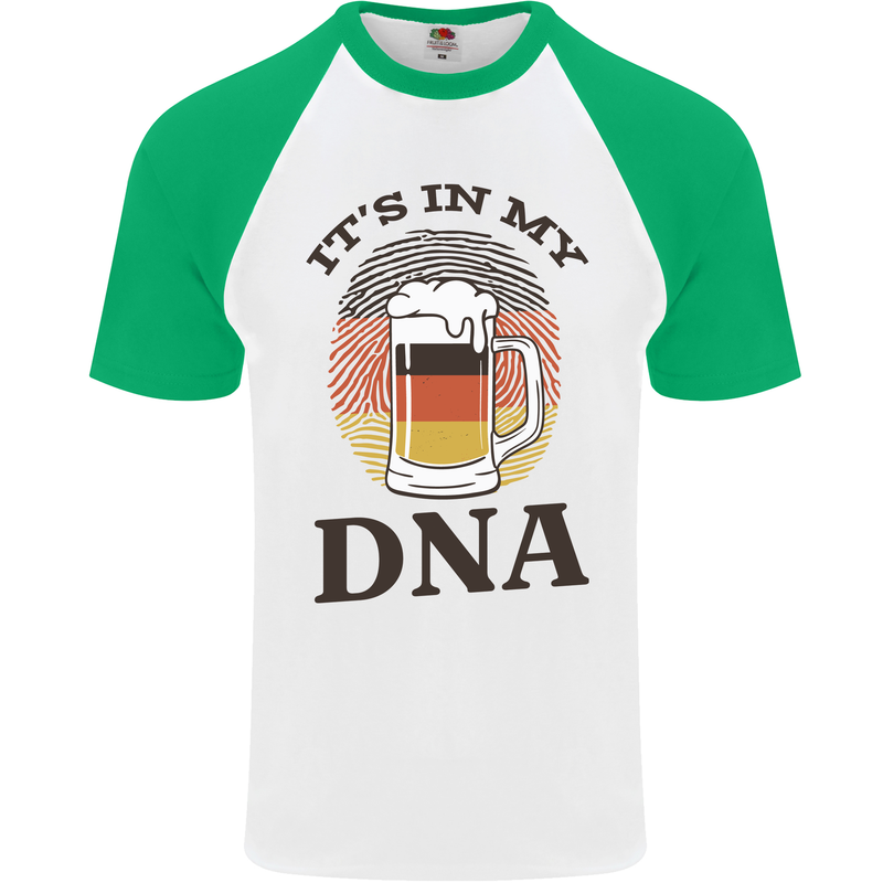German Beer It's in My DNA Funny Germany Mens S/S Baseball T-Shirt White/Green