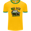 Mud Bath Is My Hobby 4X4 Off Roading Road Mens White Ringer T-Shirt Gold/Green