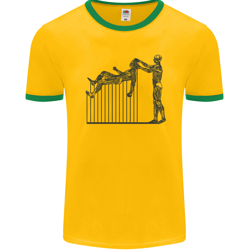 Robot Maintenance AI Futuristic SC-FI Mens Ringer T-Shirt FotL Gold/Green