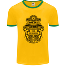 Coffee House Mens White Ringer T-Shirt Gold/Green