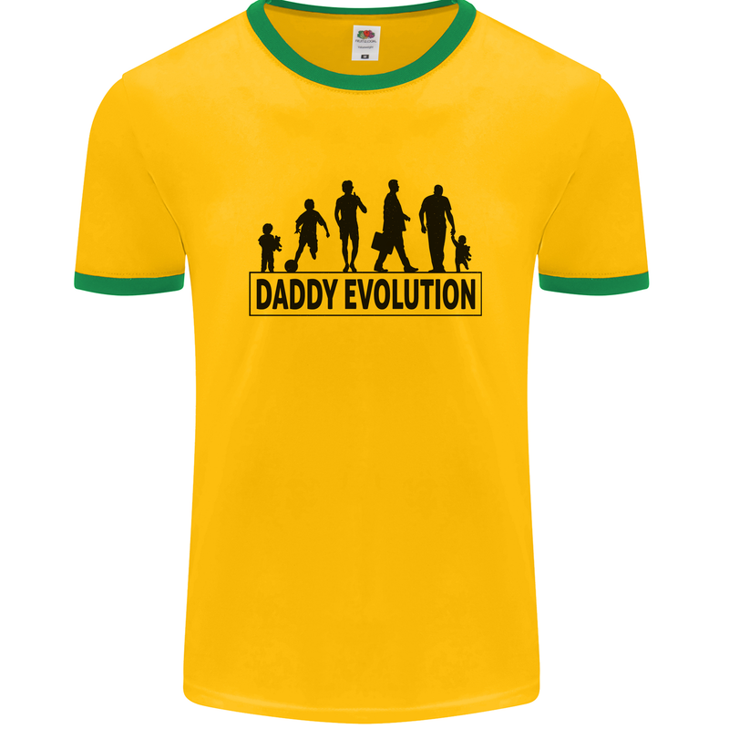 Daddy Evolution Fathers Day Mens Ringer T-Shirt FotL Gold/Green