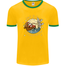 Funny Chickens Merry Cluckmas Mens White Ringer T-Shirt Gold/Green