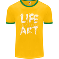 Life is a Dying Art Slogan Pessimist Artist Mens Ringer T-Shirt FotL Gold/Green