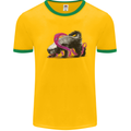 Honey Badger Mens White Ringer T-Shirt Gold/Green