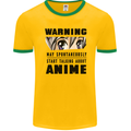 Warning May Start Talking About Anime Funny Mens Ringer T-Shirt FotL Gold/Green