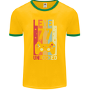77th Birthday 77 Year Old Level Up Gamming Mens Ringer T-Shirt FotL Gold/Green
