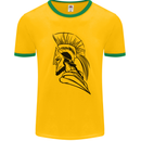 Spartan Helmet Training Bodybuilding MMA Mens Ringer T-Shirt Gold/Green