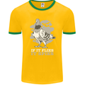 If it Flies it Spies Conspiracy Pigeon Mens Ringer T-Shirt FotL Gold/Green