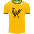 Rooster Camera Photography Photographer Mens Ringer T-Shirt FotL Gold/Green