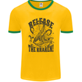 Release the Kraken Cthulhu Sea Creature Mens Ringer T-Shirt FotL Gold/Green