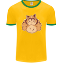 Grumpy Cat Finger Flip Offensive Funny Mens Ringer T-Shirt FotL Gold/Green