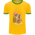 Knights Templar on a Horse Mens White Ringer T-Shirt Gold/Green