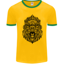 Mandala Art Ape Mens White Ringer T-Shirt Gold/Green