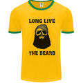 Long Live the Beard Mens White Ringer T-Shirt Gold/Green