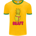Pineapple Slut Funny Movie Theme Mens Ringer T-Shirt FotL Gold/Green