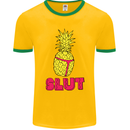 Pineapple Slut Funny Movie Theme Mens Ringer T-Shirt FotL Gold/Green