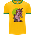 A Zombie Unicorn Funny Halloween Horror Mens White Ringer T-Shirt Gold/Green