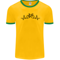 Bicycle Pulse Cycling Cyclist Road Bike Mens White Ringer T-Shirt Gold/Green