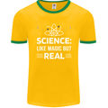 Science Like Magic But Real Funny Nerd Geek Mens Ringer T-Shirt FotL Gold/Green