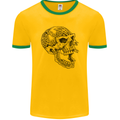 Viking Skull Symbols Mens Ringer T-Shirt FotL Gold/Green