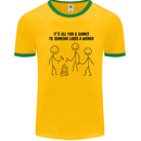 Funny Camping Weiner Mens Ringer T-Shirt Gold/Green