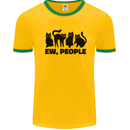 Ew People Cats Funny Mens White Ringer T-Shirt Gold/Green