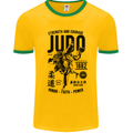 Judo Strength and Courage Martial Arts MMA Mens White Ringer T-Shirt Gold/Green