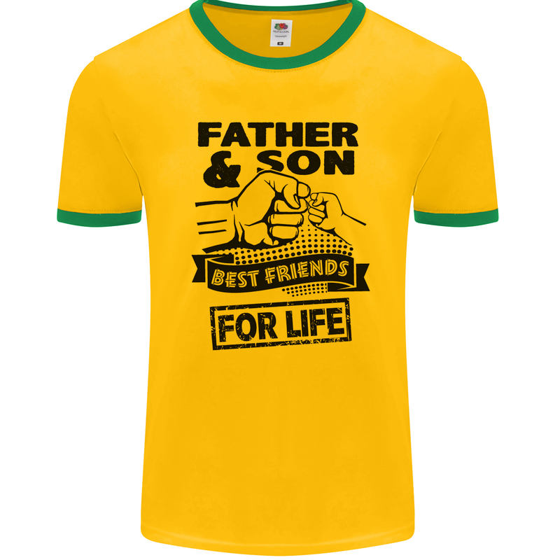 Father & Son Best Friends for Life Mens Ringer T-Shirt FotL Gold/Green