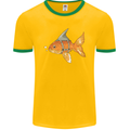 Shark Wannabe Funny Goldfish Sea Fishing Mens Ringer T-Shirt FotL Gold/Green