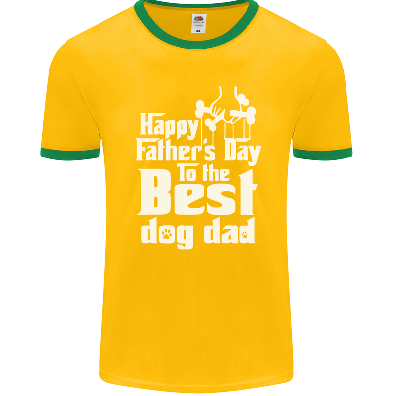 Fathers Day Best Dog Dad Funny Mens Ringer T-Shirt FotL Gold/Green