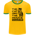 The Cat Owns the House Funny Kitten Mens Ringer T-Shirt FotL Gold/Green