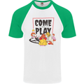 Come to Play Lets Summon Demons Ouija Board Mens S/S Baseball T-Shirt White/Green