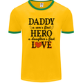 Fathers Day Daughter Love Son Hero Dad Mens Ringer T-Shirt FotL Gold/Green