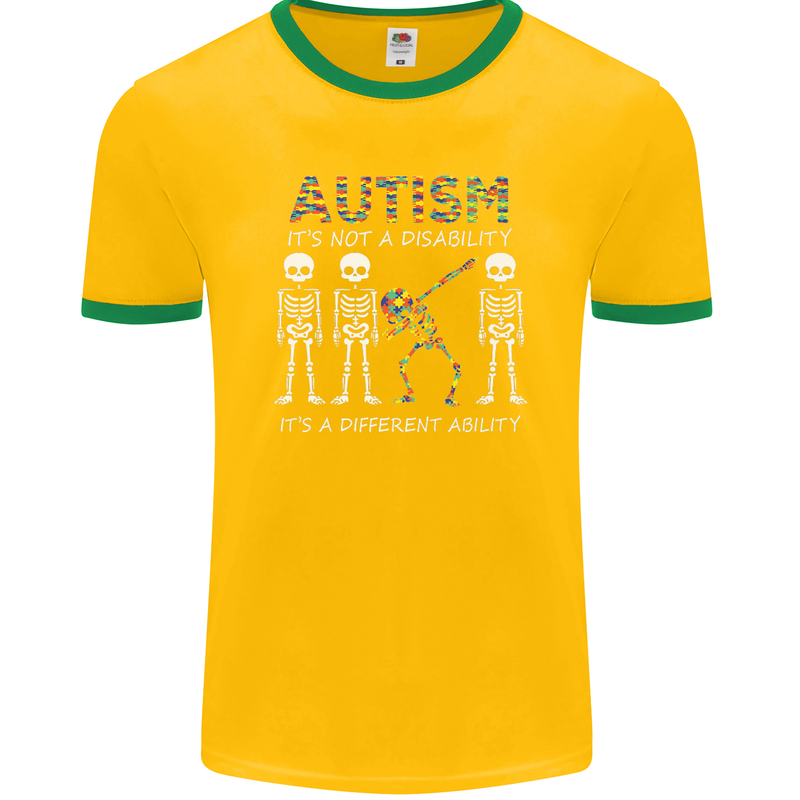 Autism A Different Ability Autistic ASD Mens Ringer T-Shirt FotL Gold/Green