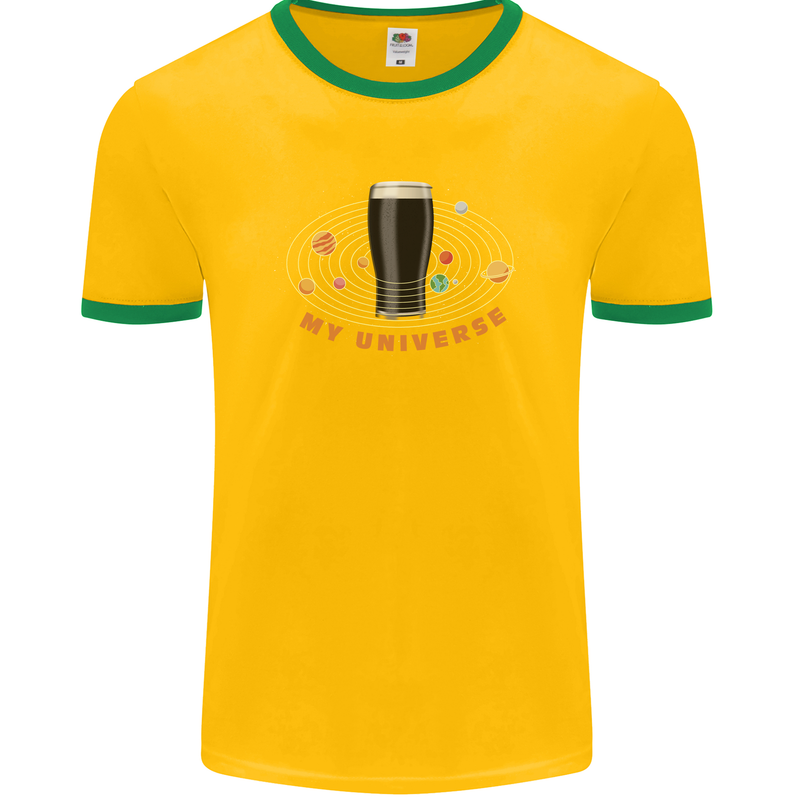 My Guiness Universe Mens Ringer T-Shirt FotL Gold/Green