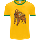 A Steampunk Gorilla Ape Mens Ringer T-Shirt FotL Gold/Green