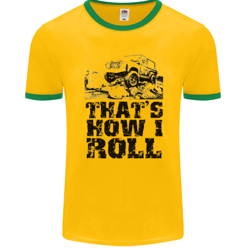 Thats How I Roll Role Playing Games RPG Mens Ringer T-Shirt FotL Gold/Green