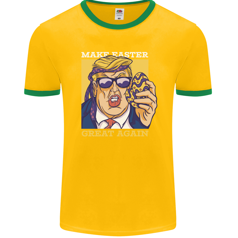 Make Easter Great Again Funny Donald Trump Mens Ringer T-Shirt FotL Gold/Green