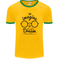 Imagine Its Not a Dream World Peace Hippy Mens Ringer T-Shirt FotL Gold/Green