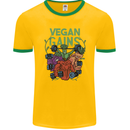 Vegan Gym Bodybuilding Vegetarian Mens Ringer T-Shirt FotL Gold/Green