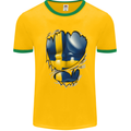 Gym Swedish Flag Ripped Muscles Sweeden Mens White Ringer T-Shirt Gold/Green