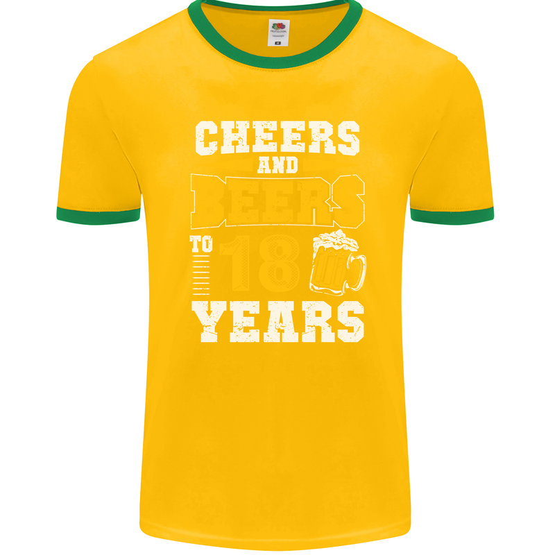 18th Birthday 18 Year Old Funny Alcohol Mens Ringer T-Shirt FotL Gold/Green