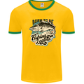 Born to Be a Fishing Legend Fisherman Mens White Ringer T-Shirt Gold/Green