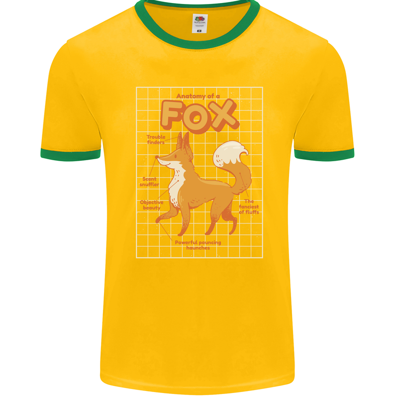 Anatomy of a Fox Funny Foxes Mens Ringer T-Shirt FotL Gold/Green