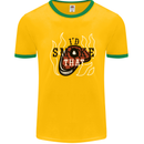 Food I'd Smoke That Funny Chef BBQ Cook Mens White Ringer T-Shirt Gold/Green