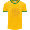 Lucky Fishing Fisherman Funny Mens Ringer T-Shirt FotL Gold/Green