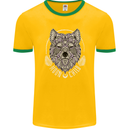 Mandala Wolf Mens Ringer T-Shirt FotL Gold/Green