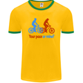 Your Pace or Mine Funny Cycling Cyclist Mens Ringer T-Shirt FotL Gold/Green