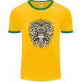 Lion Mandala Art Mens Ringer T-Shirt FotL Gold/Green