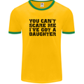 You Can't Scare Me a Daughter Father's Day Mens White Ringer T-Shirt Gold/Green